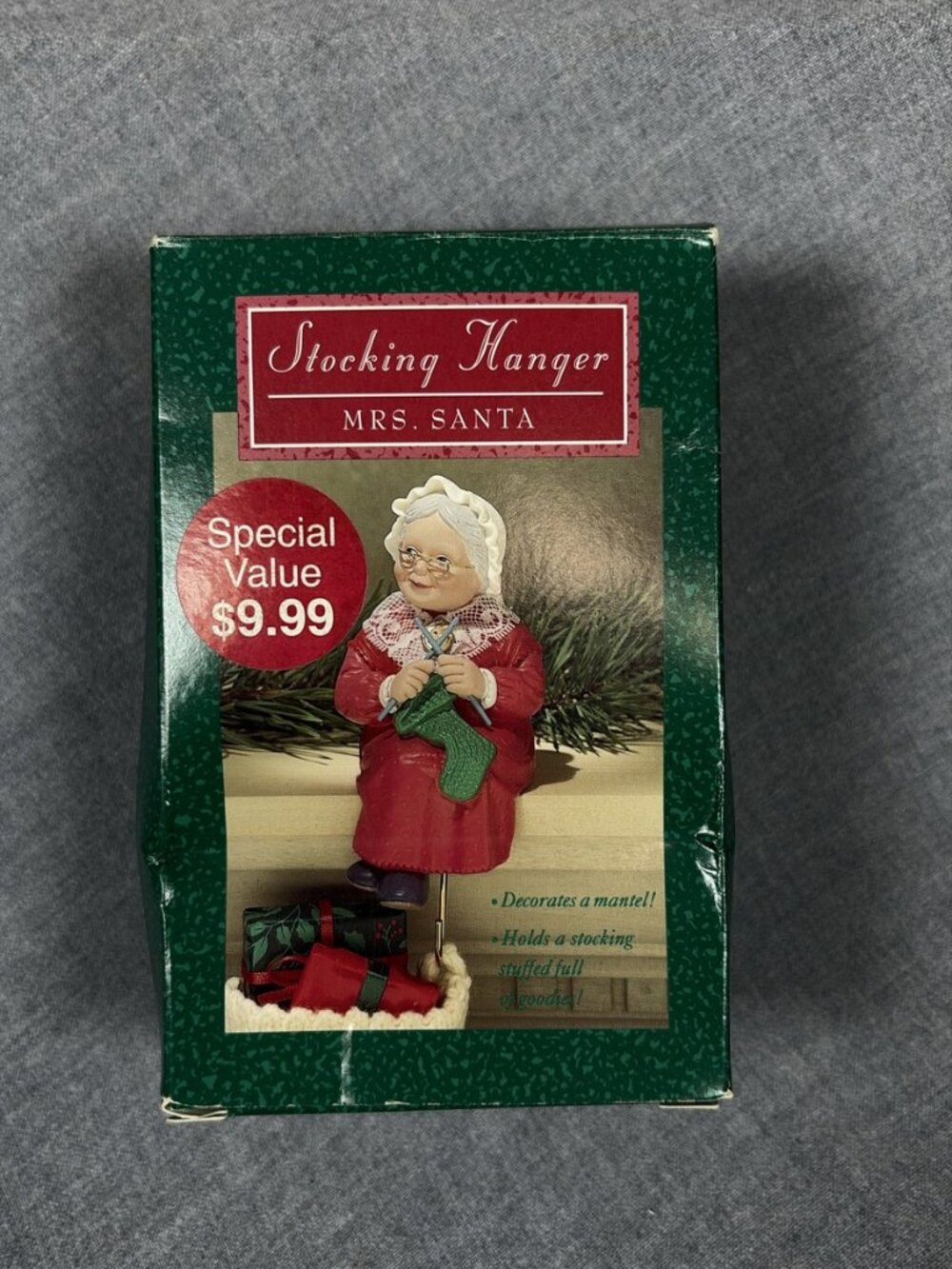 Hallmark Mrs. Santa Claus Stocking Hanger Holder 1988 Christmas Box